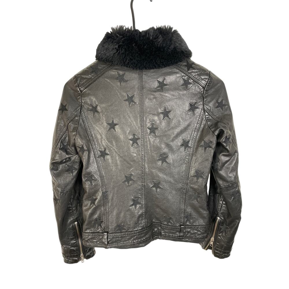 Samantha Sipos Seeing Stars black leather fur collar moto jacket XS Biker Glam - Picture 2 of 6